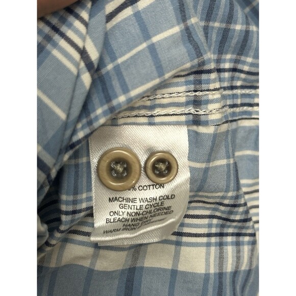 Untuckit Button Down Shirt Mens Medium Blue White Plaid Cotton Flannel - Picture 8 of 12